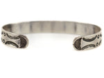 Navajo - Turquoise and Silver Row Bracelet with Stamped Design c. 1930-40s, size 6.25
