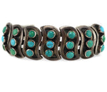 Zuni - Turquoise and Silver Snake Eye Bracelet c. 1940-50s, size 6.5