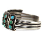 Zuni - Turquoise and Silver Snake Eye Bracelet c. 1940-50s, size 6.5