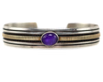 Abraham Begay (b. 1953) - Navajo - Contemporary Sugilite, 14K Gold, and Sterling Silver Bracelet, size 6.75