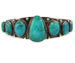 Navajo - High-Grade Turquoise and Silver Bracelet c. 1930-40s, size 7