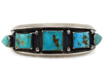 Navajo - Blue Gem Turquoise and Sterling Silver Row Bracelet c. 1940-50s, size 6.5