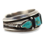 Navajo - Blue Gem Turquoise and Sterling Silver Row Bracelet c. 1940-50s, size 6.5