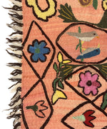 New Mexican Colcha with Bird and Flower Pictorials c. 1900-30s, 24" x 55.5"