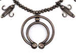 Tommy Singer (1940-2014) Navajo and Joseph Quintana (1915-1991) Cochiti - Silver Beaded Squash Blossom Necklace with Corn Design c. 1960s, 25" length