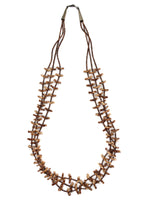 Attributed to Kenneth Aguilar - Santo Domingo (Kewa) - 3-Strand Agate and Heishi Bird Fetish Necklace c. 1980s, 29" length