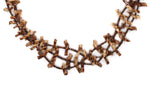 Attributed to Kenneth Aguilar - Santo Domingo (Kewa) - 3-Strand Agate and Heishi Bird Fetish Necklace c. 1980s, 29" length