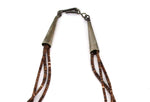 Attributed to Kenneth Aguilar - Santo Domingo (Kewa) - 3-Strand Agate and Heishi Bird Fetish Necklace c. 1980s, 29" length
