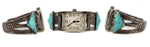 Navajo - Turquoise and Silver Watchband c. 1930-40s, size 6.75 - Includes c. 1920s Elgin 14K White-Gold Art Deco Self-Winding Wristwatch