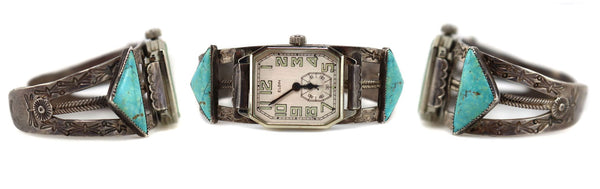 Navajo - Turquoise and Silver Watchband c. 1930-40s, size 6.75 - Inclu