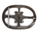 Navajo - Morenci Turquoise and Silver Sandcast Belt Buckle c. 1960-70s, 1.125" x 3"