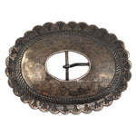 Navajo - Silver Belt Buckle with Stamped Design c. 1940s, 3.5" x 4.625"