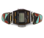 Zuni - Multi-Stone Channel Inlay and Silver Watch Band with Timex Watch c. 1950s, size 6