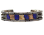 Ronnie Henry - Navajo - Lapis Lazuli and 14K Gold Inlay and Sterling Silver Bracelet c. 1980-90s, size 7