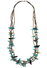 Zuni 4-Strand Multi-Stone and Heishi Fetish Necklace c. 1960-70s, 32" length