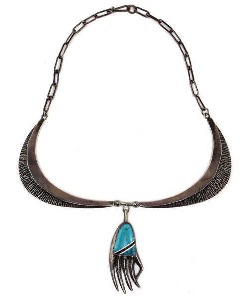 Preston Monongye プレストンモノンギHOPIホピナジャネックレス Preston Monongye (1927-1987) - Hopi - Turquoise, Multi-Stone Inlay, an