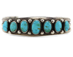 Navajo - Turquoise and Silver Row Bracelet c. 1940s, size 7