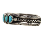 Navajo - Turquoise and Silver Row Bracelet c. 1940s, size 7
