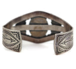 Navajo - Number 8 Turquoise and Silver Bracelet with Stamped Arrow Design c. 1950s, size 6.5