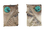 Southwest-Style - Sterling Silver Post Earrings with Faux Turquoise c. 2006, 1.5" x 1"