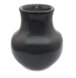 Barbara Gonzales (b. 1947) - San Ildefonso Black Vase with Carved Spider Pictorials and Turquoise/Coral Inclusions c. 1982, 5.75" x 4.5"