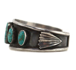 Navajo - Morenci Turquoise and Silver Row Bracelet c. 1950s, size 6.75