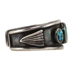 Navajo - Morenci Turquoise and Silver Row Bracelet c. 1950s, size 6.75