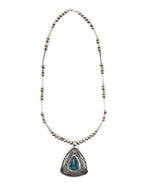 Lee Yazzie (b. 1946) - Navajo Stormy Mountain Turquoise and Silver Beaded Necklace c. 1986, 27" length