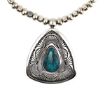 Lee Yazzie (b. 1946) - Navajo Stormy Mountain Turquoise and Silver Beaded Necklace c. 1986, 27" length