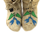 Plateau Beaded Leather Moccasins with Floral Design c. 1900, 5" x 4" x 9.75"