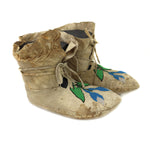 Plateau Beaded Leather Moccasins with Floral Design c. 1900, 5" x 4" x 9.75"