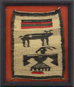 Navajo Pictorial Sampler in Custom Frame  c. 1900s, 13.5" x 11"