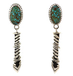 Isaiah Ortiz - San Felipe Contemporary Number 8 Turquoise and Sterling Silver Dangle Design Post Earrings, 2.75" x 0.5"