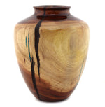 Greg Campbell - Acacia and Chrysocolla Wooden Vessel, 7.25" x 5.5"