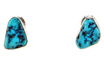 Marco Patania - Contemporary Sleeping Beauty Turquoise Nugget and Sterling Silver Post Earrings, 0.75" x 0.5"