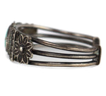 Navajo - Turquoise and Silver Bracelet with Flower Design c. 1940-50s, size 6.75