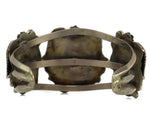 Augustine Largo - Navajo - Turquoise and Silver Bracelet with Floral and Feather Design c. 1970s, size 6.5