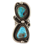 Navajo - Turquoise and Silver Ring with Quartz Inclusion c. 1950-60s, size 6