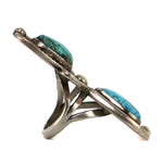 Navajo - Turquoise and Silver Ring with Quartz Inclusion c. 1950-60s, size 6