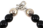 Miramontes - Contemporary Onyx and Silver Beaded Necklace with 1883 Morgan Silver Dollar Pendant, 2" x 1.5" pendant