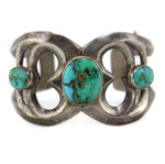 Navajo - Turquoise and Silver Sandcast  Bracelet c. 1930s, size 6.75
