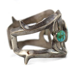 Navajo - Turquoise and Silver Sandcast  Bracelet c. 1930s, size 6.75