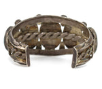 Navajo - Blue Gem Turquoise and Silver Row Bracelet with Stamped Design c. 1930s, size 7