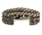 Navajo - Turquoise and Silver Row Bracelet with Stamped Design c. 1930s, size 6.5