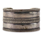 Navajo - Silver Bracelet with Stamped Design c. 1940-50s, size 6.5