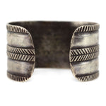 Navajo - Silver Bracelet with Stamped Design c. 1940-50s, size 6.5