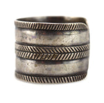 Navajo - Silver Bracelet with Stamped Design c. 1940-50s, size 6.5