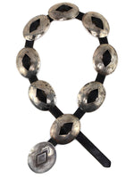 Navajo - Silver and Leather Concho Belt c. 1950s, 26" to 35" waist