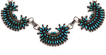 Zuni - Turquoise Needle Point and Silver Link Necklace c. 1940s, 19" length