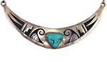 Clement Honie - Hopi Crafts - Turquoise and Sterling Silver Overlay Necklace c. 1990s, 16" length